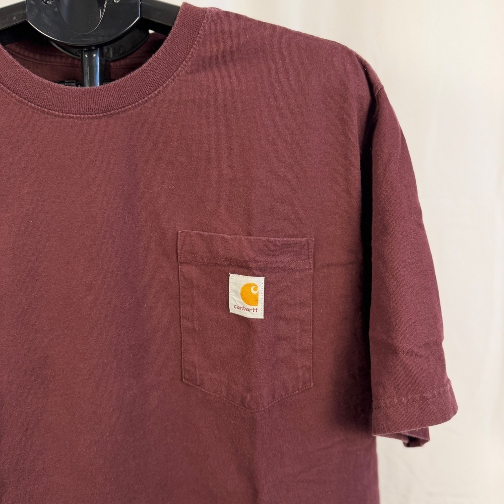 Carhartt Men's Pocket T Shirt Large Burgundy Loose Fit Short‎ Sleeve Casual - Picture 6 of 6
